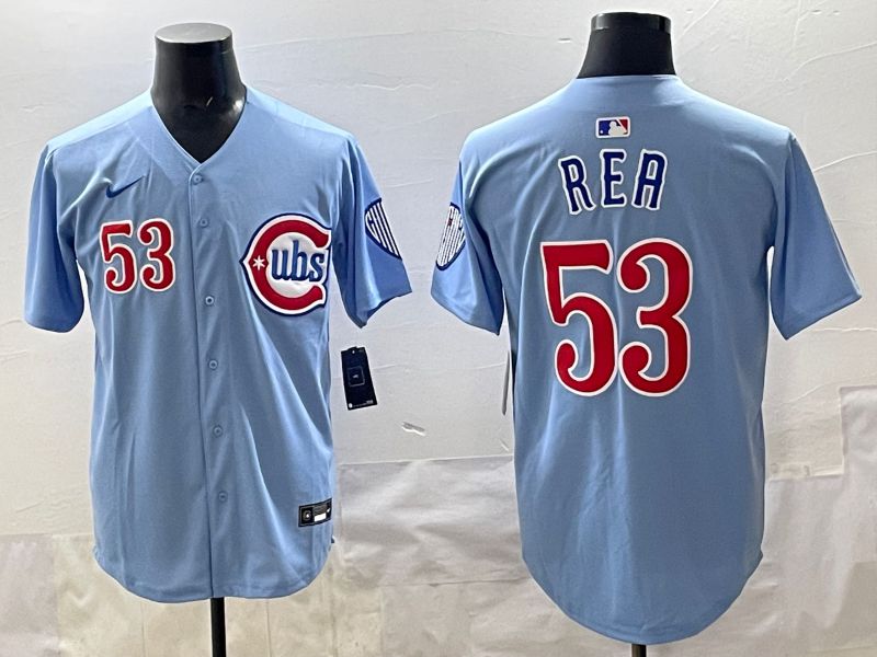 Men 2025 Chicago Cubs 53 Rea Light Blue Throwback Nike MLB Jersey style 001